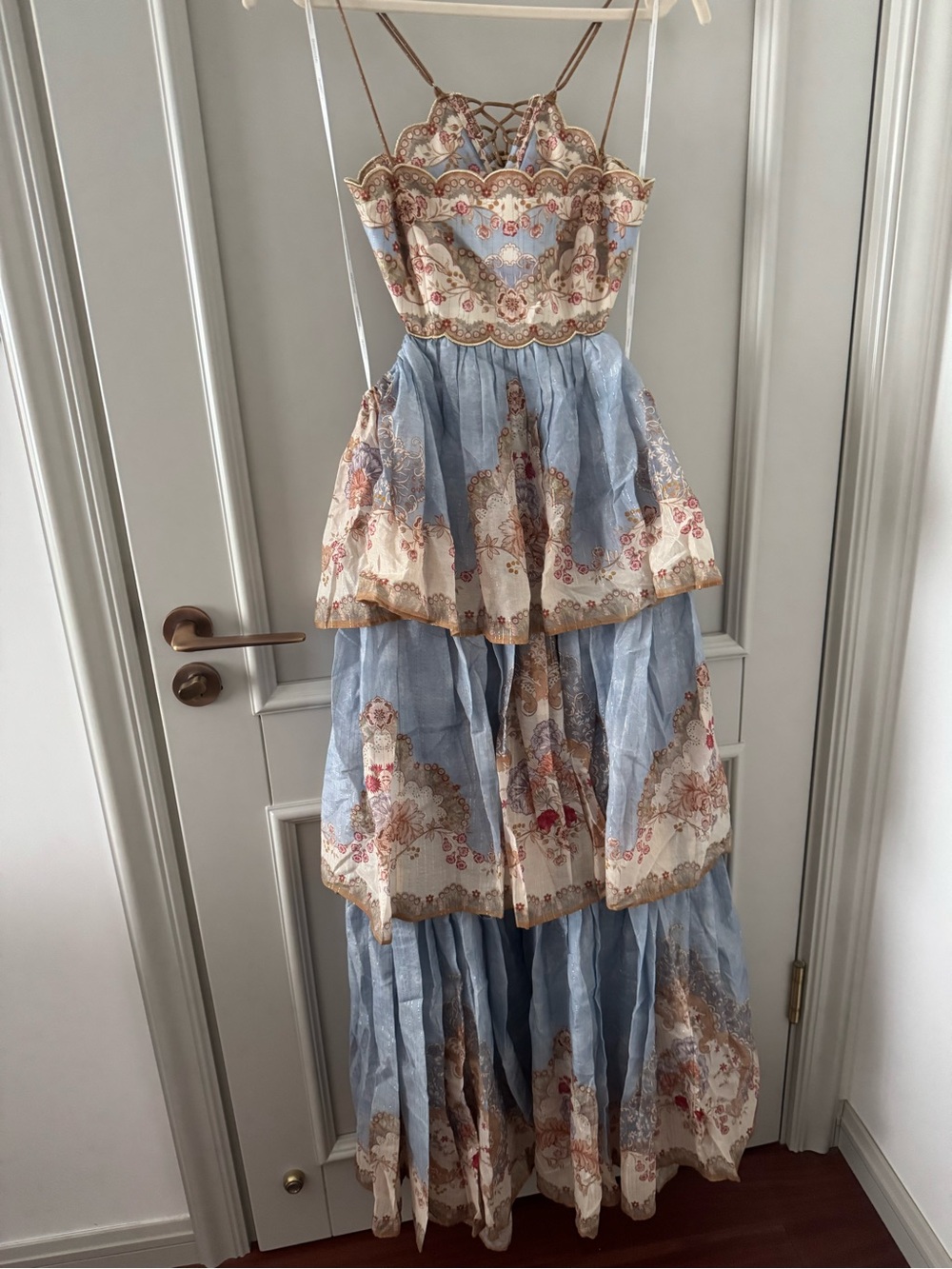 Zimmermann floral tiered maxi dress in blue - Picture 3 of 9